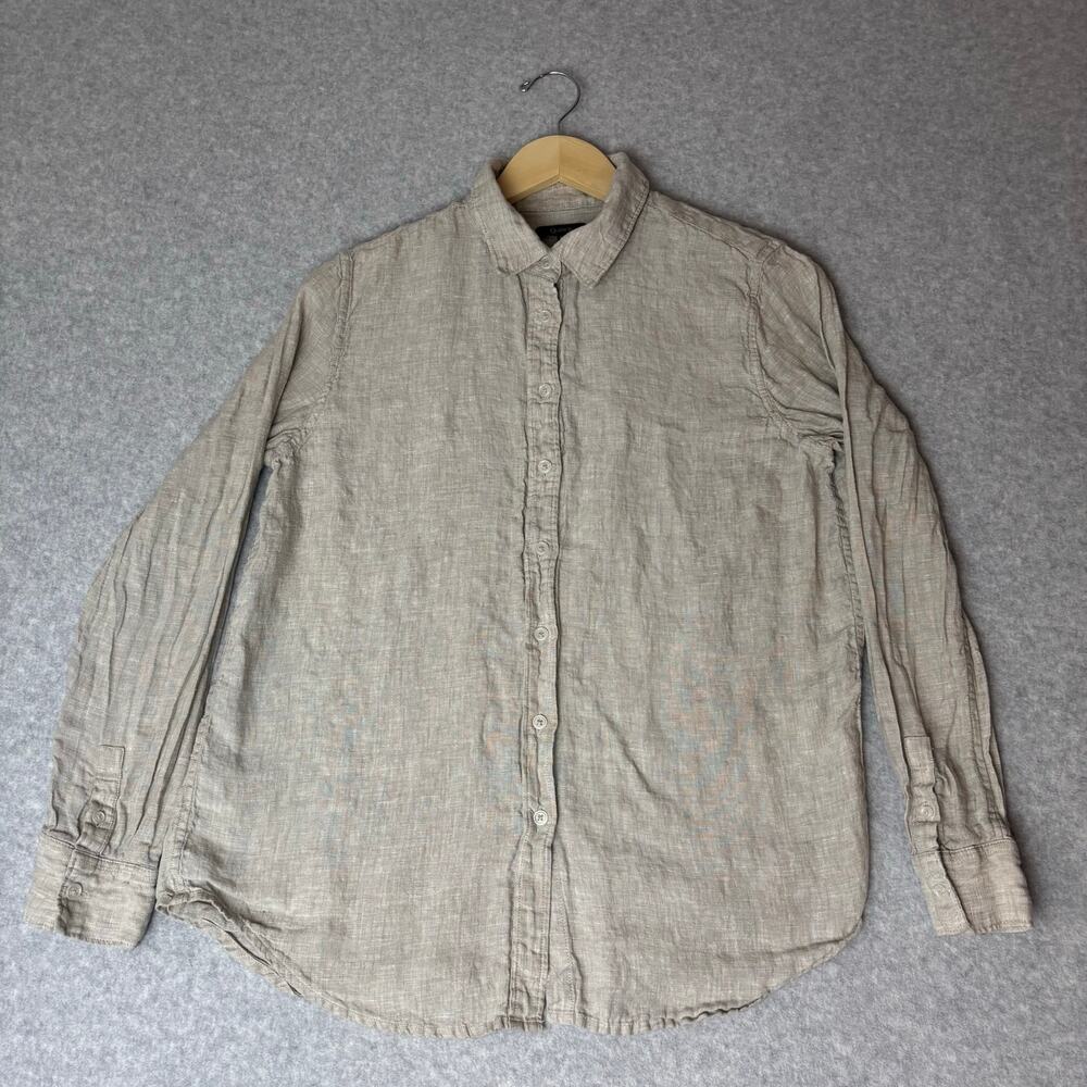 Quince Women's 100% European Linen Long Sleeve Flax/Beige Shirt - Size M